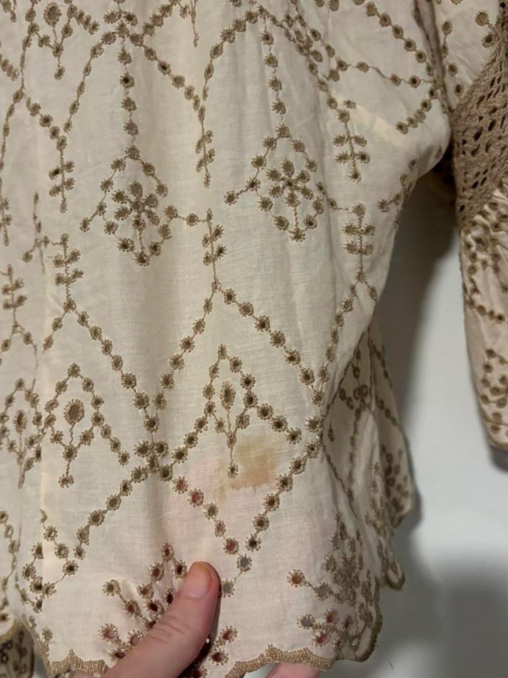 Cream & tan Modaposa boho blouse with lace details small - Picture 8 of 8
